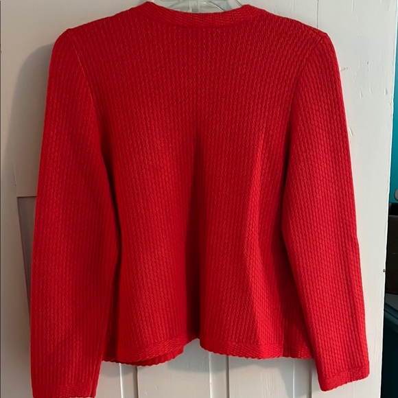 Ann Taylor Red Cardigan Sweater Ribbed Knit Open Front - Picture 7 of 7
